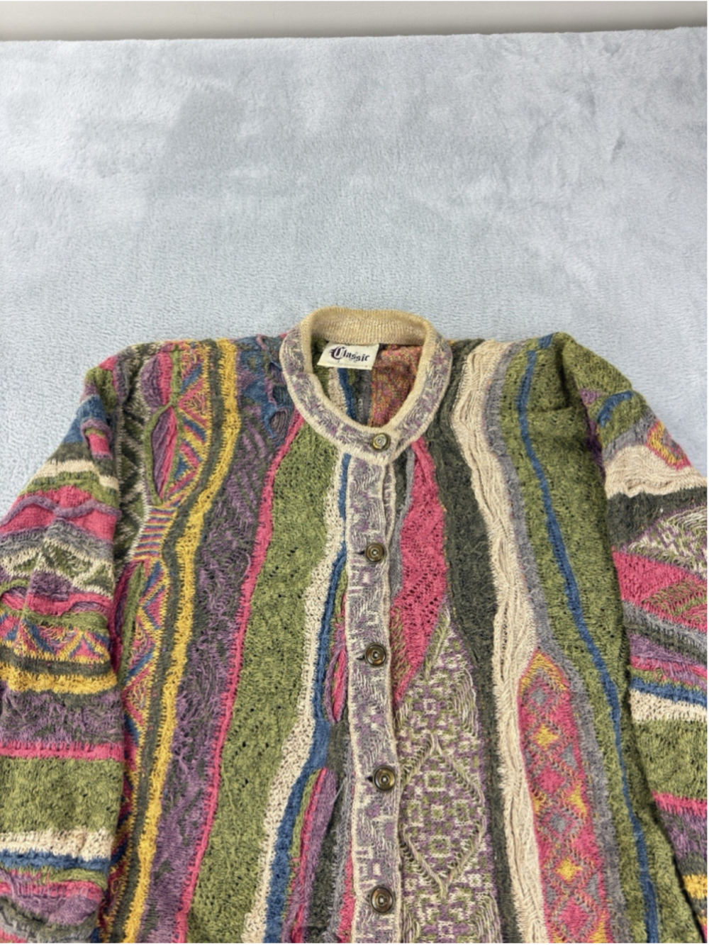 Vintage Coogi Men's Size Small 60% Cotton 40% Linen Button Up Cardigan Sweater - Picture 12 of 15